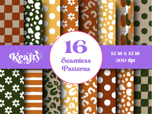 Fall Seamless Pattern, Digital Repeatable Pattern, Hand Drawn, Scrapbook Paper