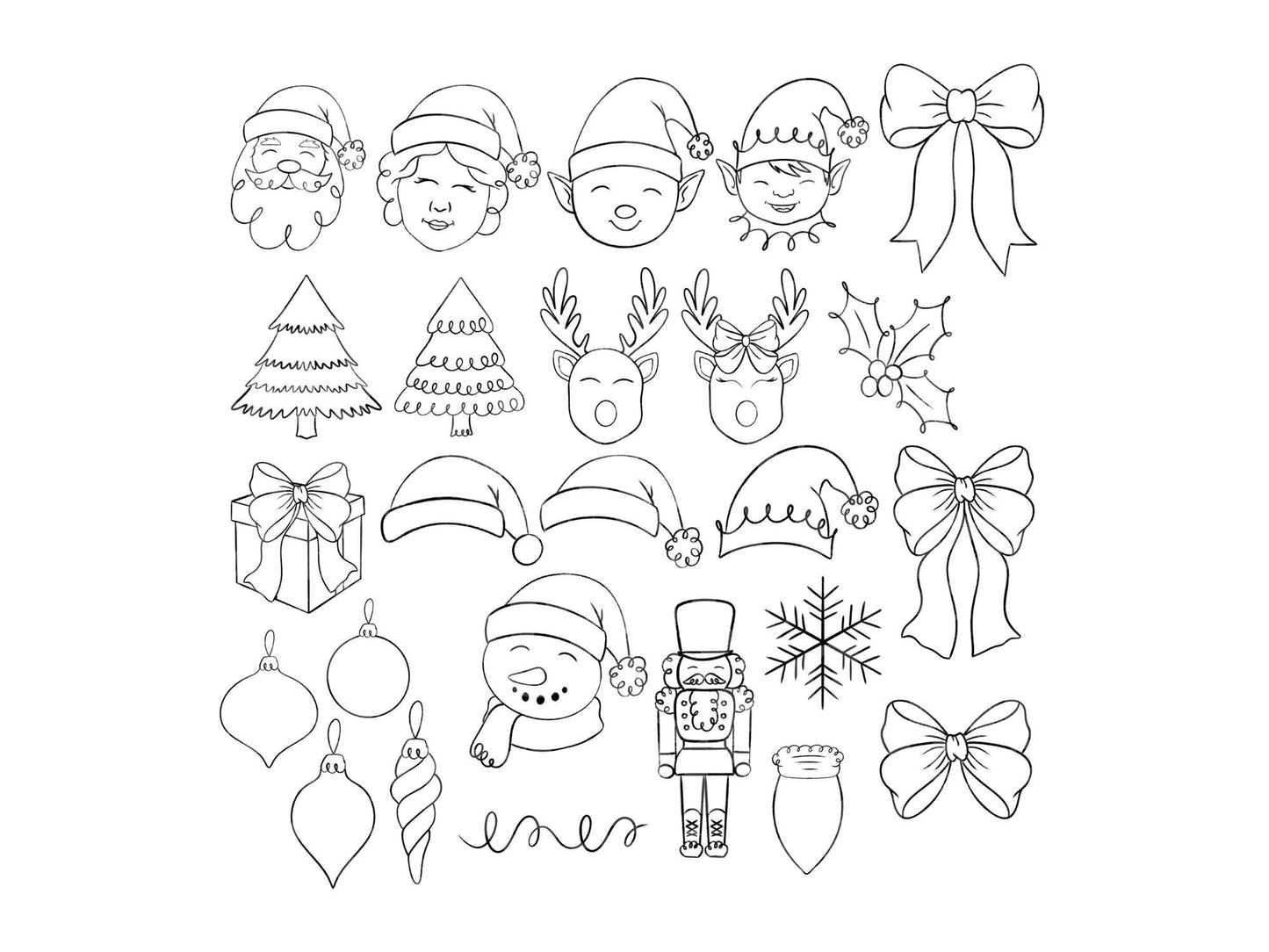 Christmas Brush Stamps: Preppy Bows, Santa, Commercial Use (Digital Download)