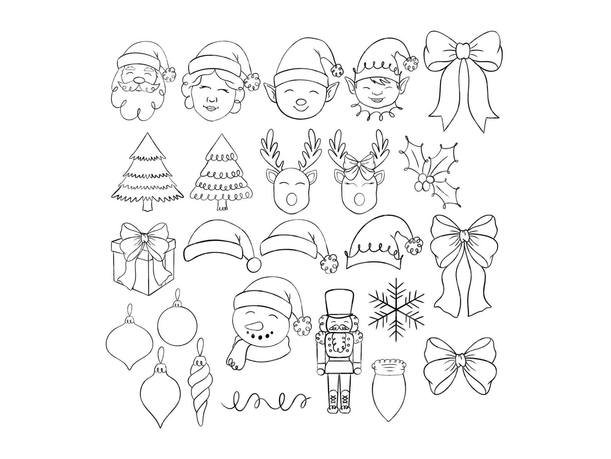 Christmas Brush Stamps: Preppy Bows, Santa, Commercial Use (Digital Download)