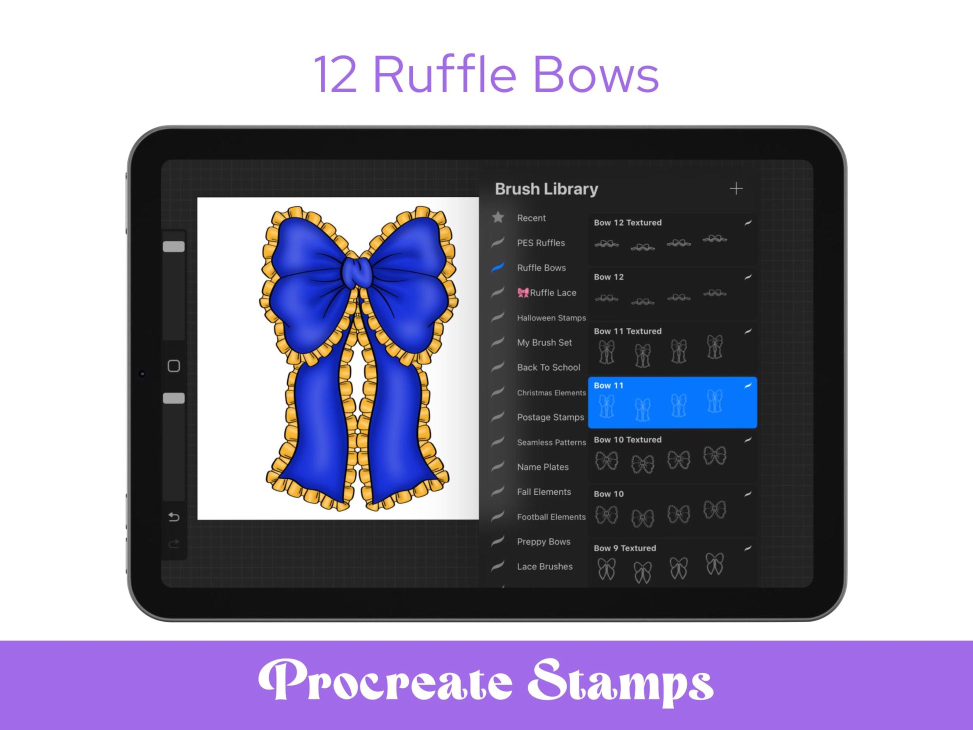 Ruffle Bow Stamps: Coquette Girly Brush Bundle (Commercial Use, Digital Download)