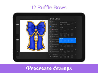 Ruffle Bow Stamps: Coquette Girly Brush Bundle (Commercial Use, Digital Download)