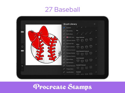 Preppy Baseball Stamps: Coquette Bows, Softball (Digital Bundle)