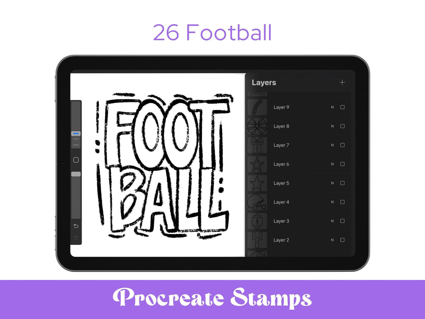 Preppy Football Stamps, , Hand Drawn, Coquette Bow, Cheer