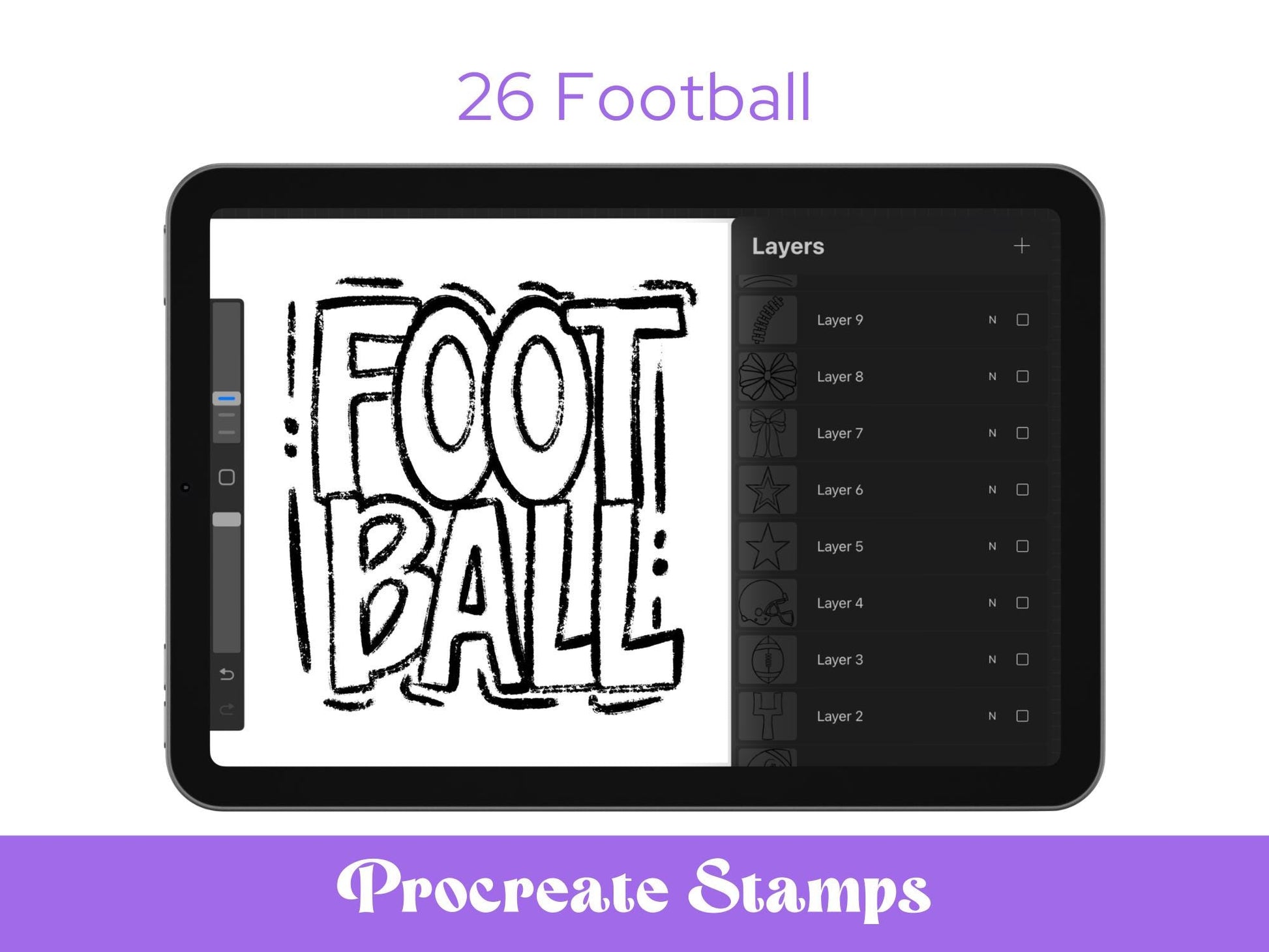 Preppy Football Stamps, , Hand Drawn, Coquette Bow, Cheer