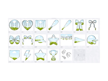 Baseball Frame Bundle: Hand Drawn Clipart PNG Design