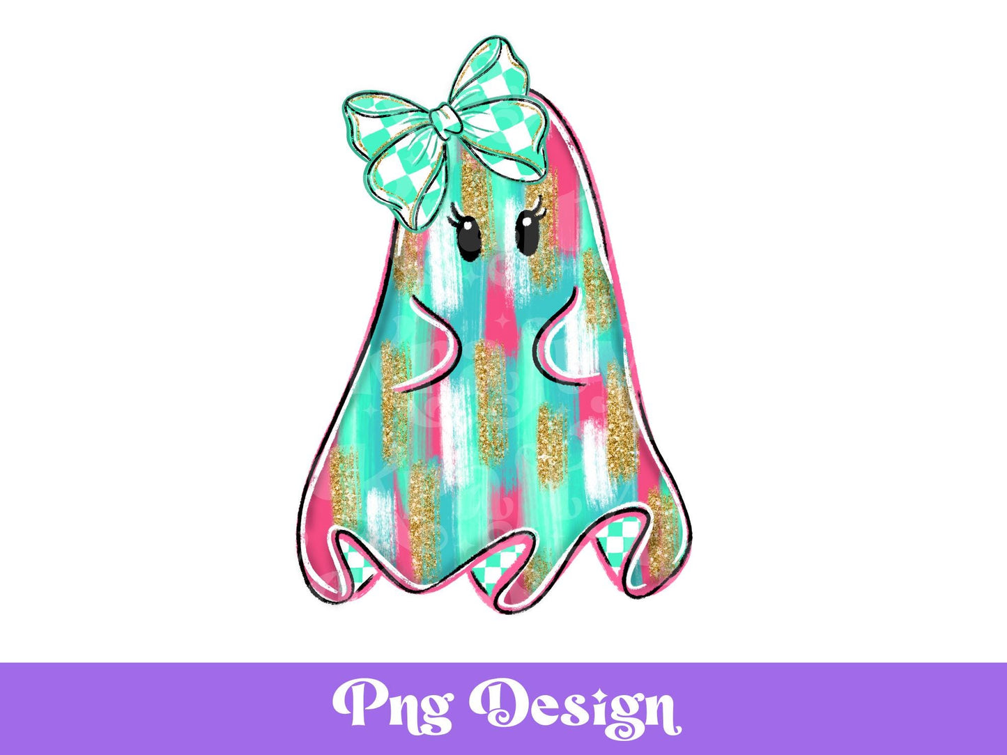 Preppy Ghost PNG Design: Halloween Sublimation Clipart (Digital File)