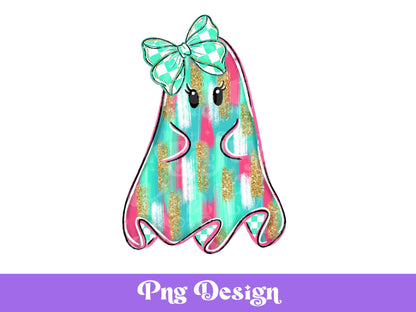Preppy Ghost PNG Design: Halloween Sublimation Clipart (Digital File)