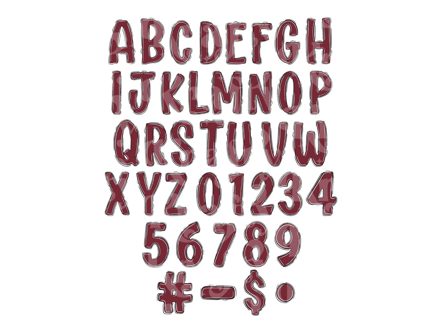 School Spirit Alphabet Clipart: Maroon Team Mascot, Football & Cheer (Digital Download)