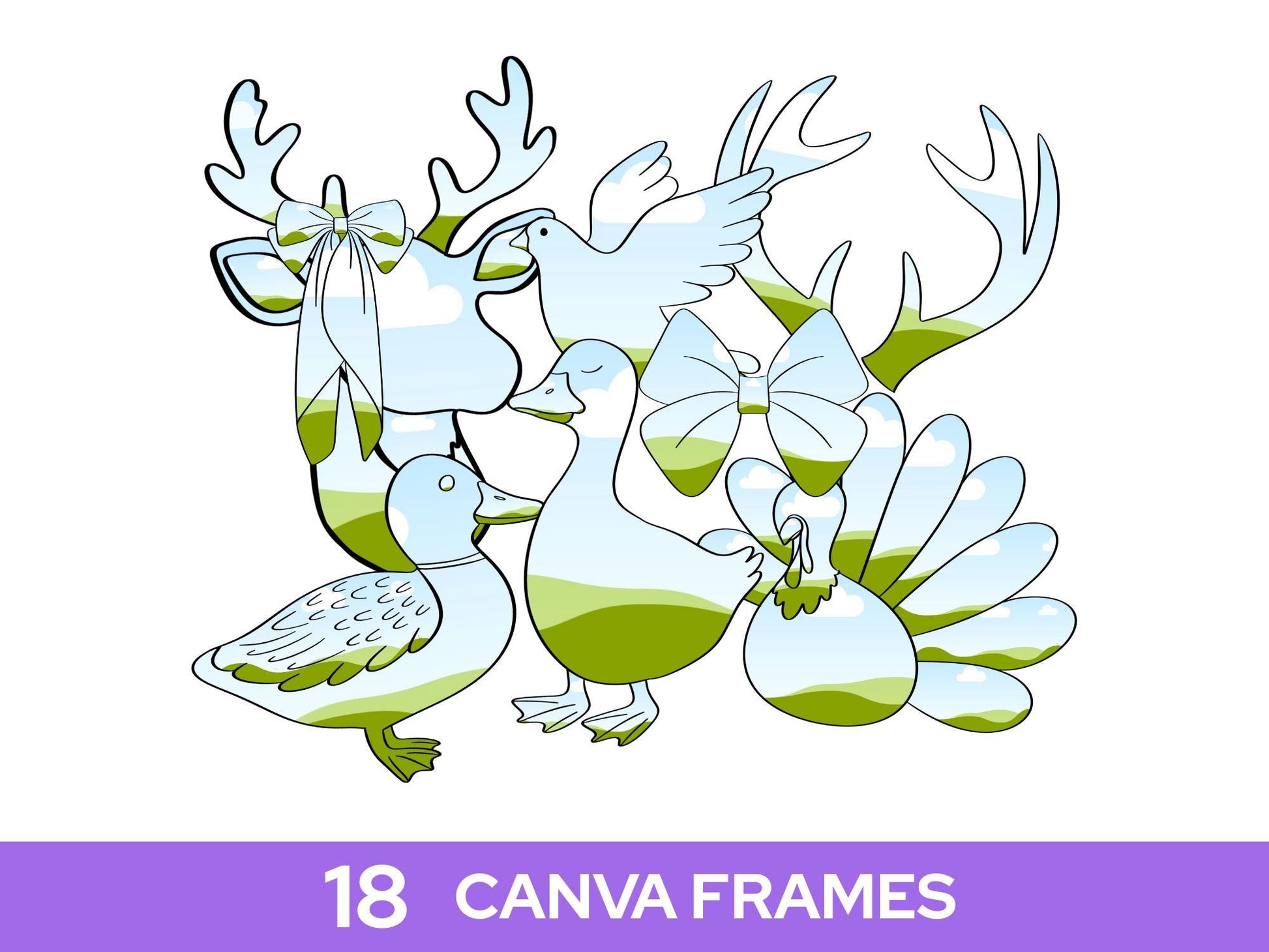 Hunting Season Frame Bundle: Hand-Drawn Clipart PNG Design