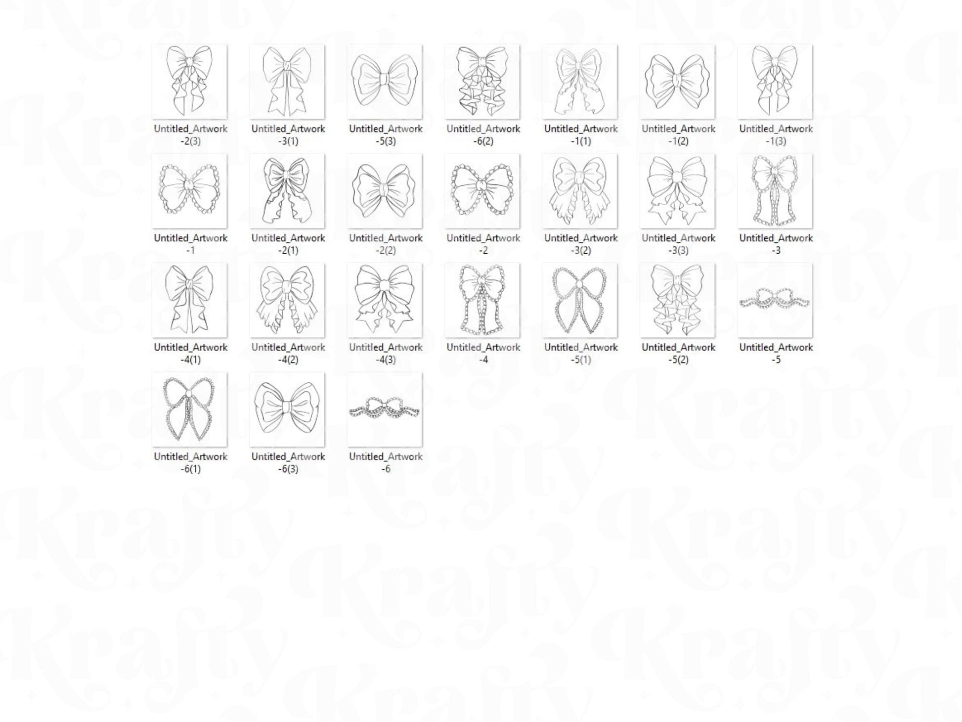 Ruffle Bow Stamps: Coquette Girly Brush Bundle (Commercial Use, Digital Download)