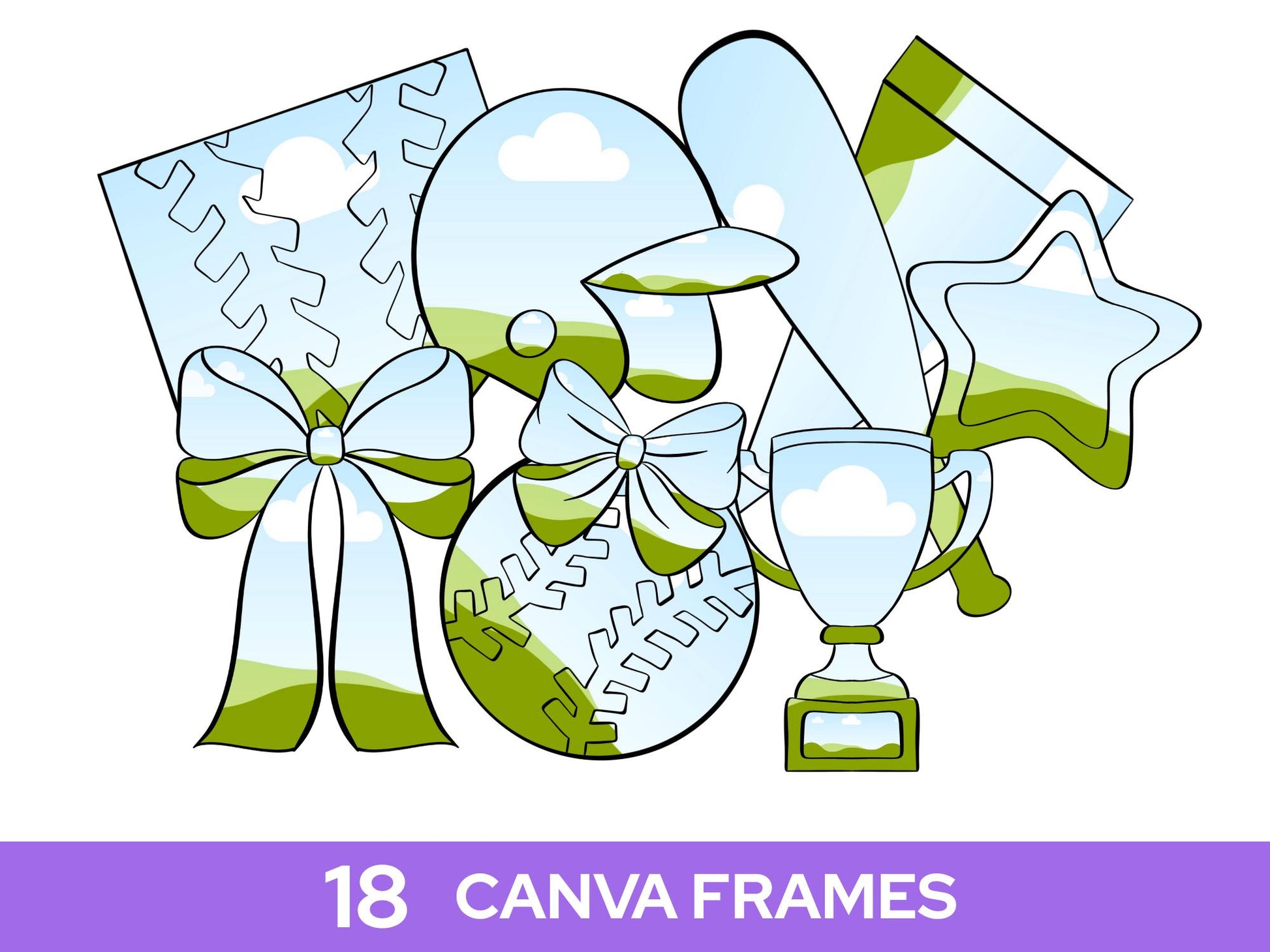 Baseball Frame Bundle: Hand Drawn Clipart PNG Design