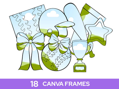 Baseball Frame Bundle: Hand Drawn Clipart PNG Design