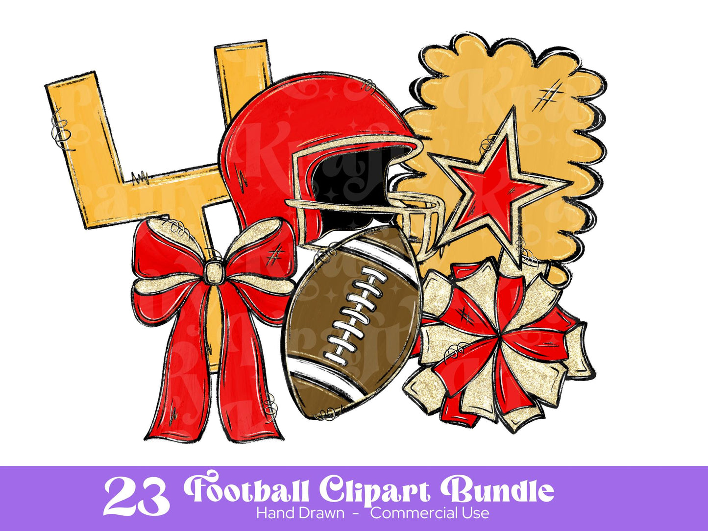 School Spirit Alphabet Set: Football & Cheer Clipart (Digital Download)
