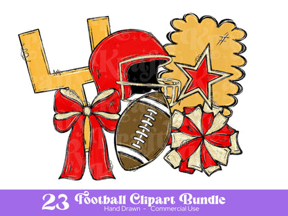 School Spirit Alphabet Set: Football & Cheer Clipart (Digital Download)