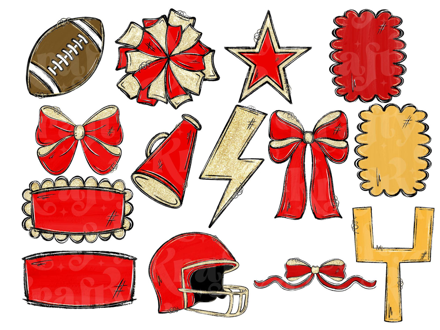 School Spirit Alphabet Set: Football & Cheer Clipart (Digital Download)