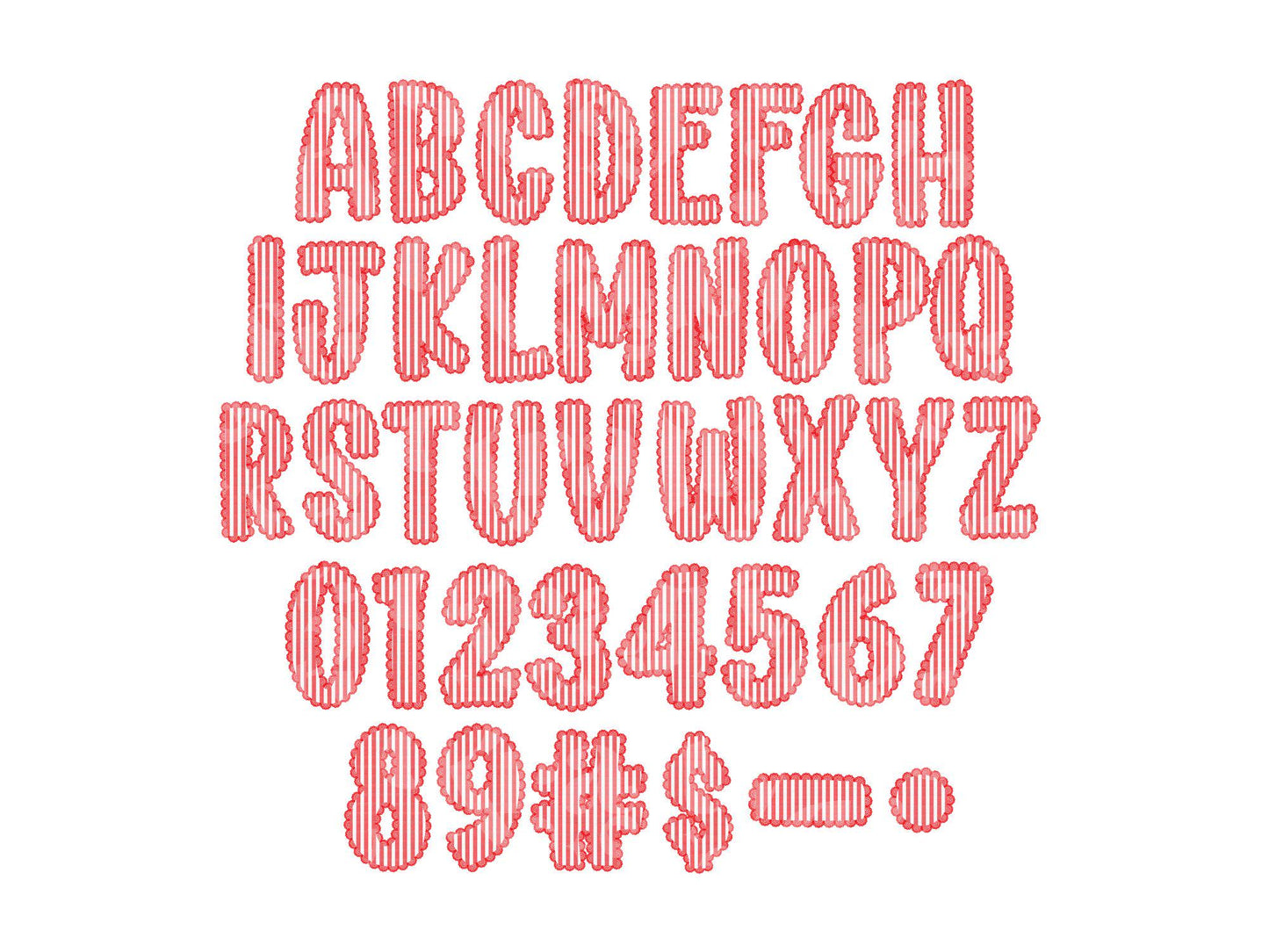 Christmas Seersucker Lace Alpha PNG Set, Alphabet Clipart, Hand Drawn Doodle Letters
