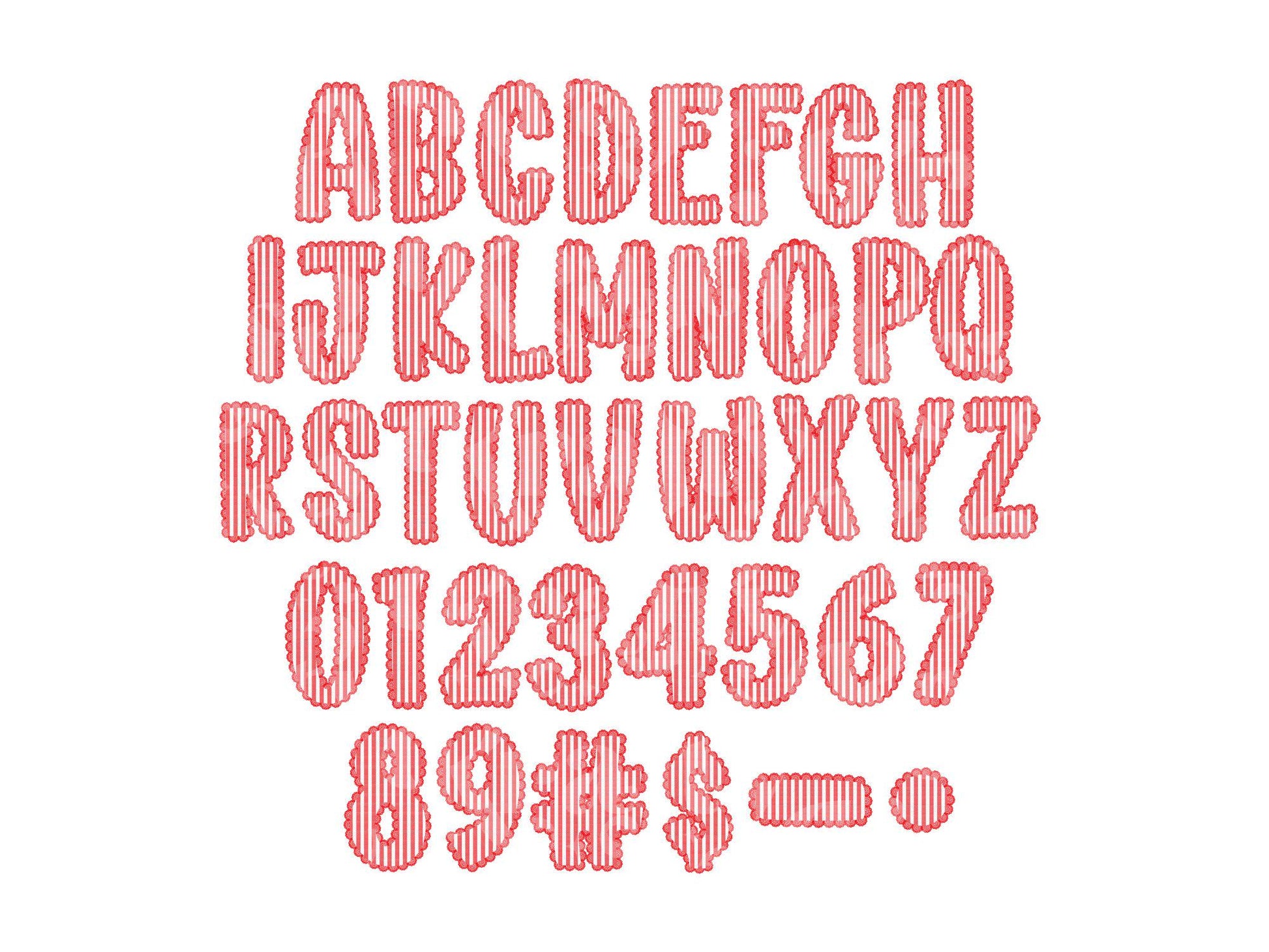 Christmas Seersucker Lace Alpha PNG Set, Alphabet Clipart, Hand Drawn Doodle Letters