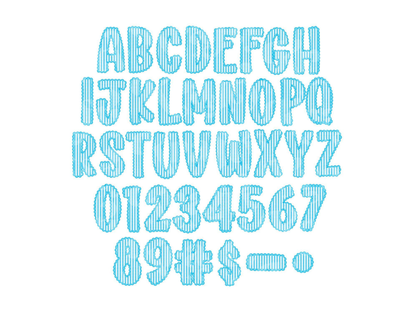 Christmas Seersucker Lace Alpha PNG Set, Alphabet Clipart, Hand Drawn Doodle Letters