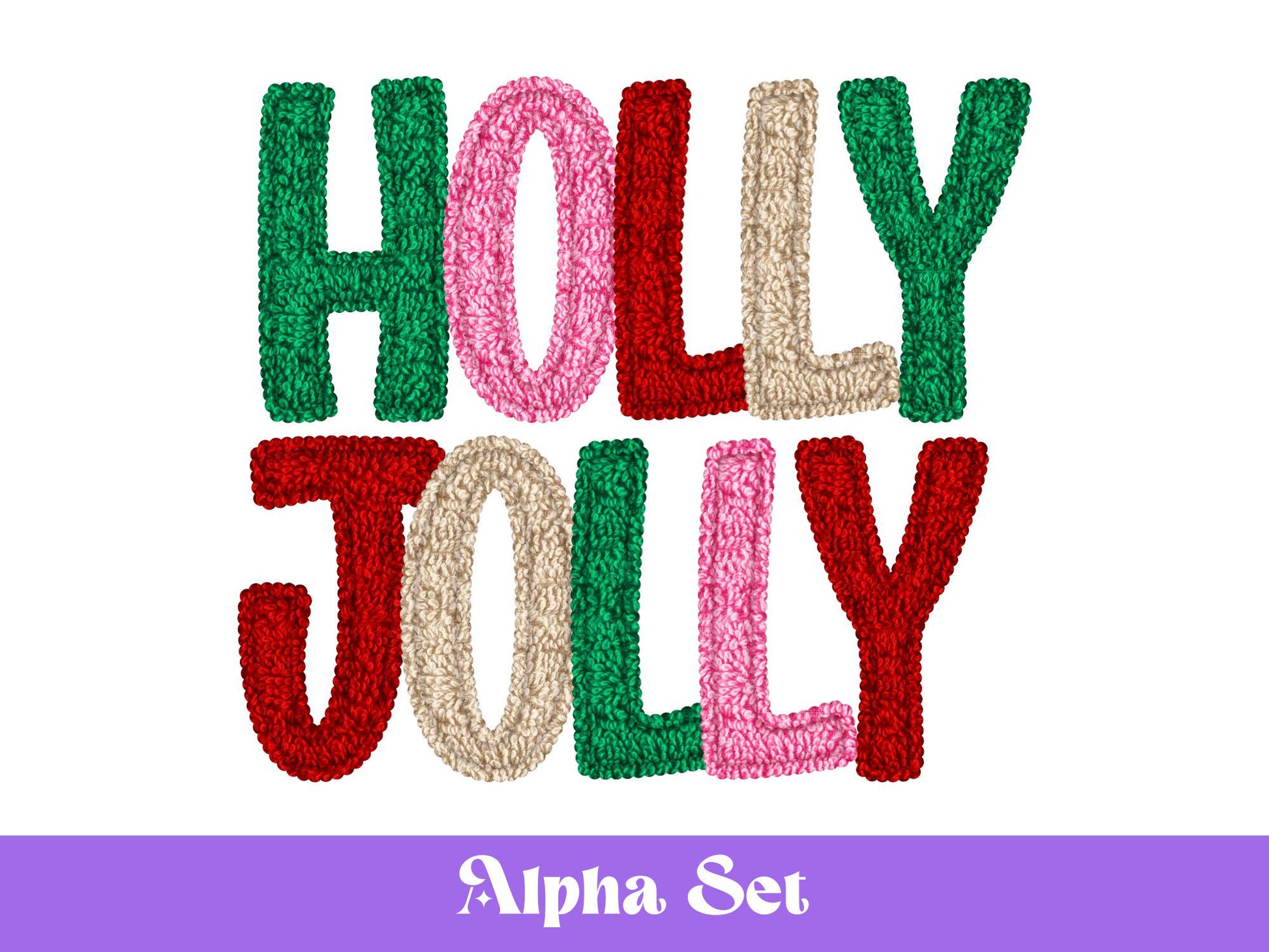 Christmas Alphabet PNG Set, Faux Yarn Alpha, Clipart, Hand Drawn Doodle Letters, Commercial Use