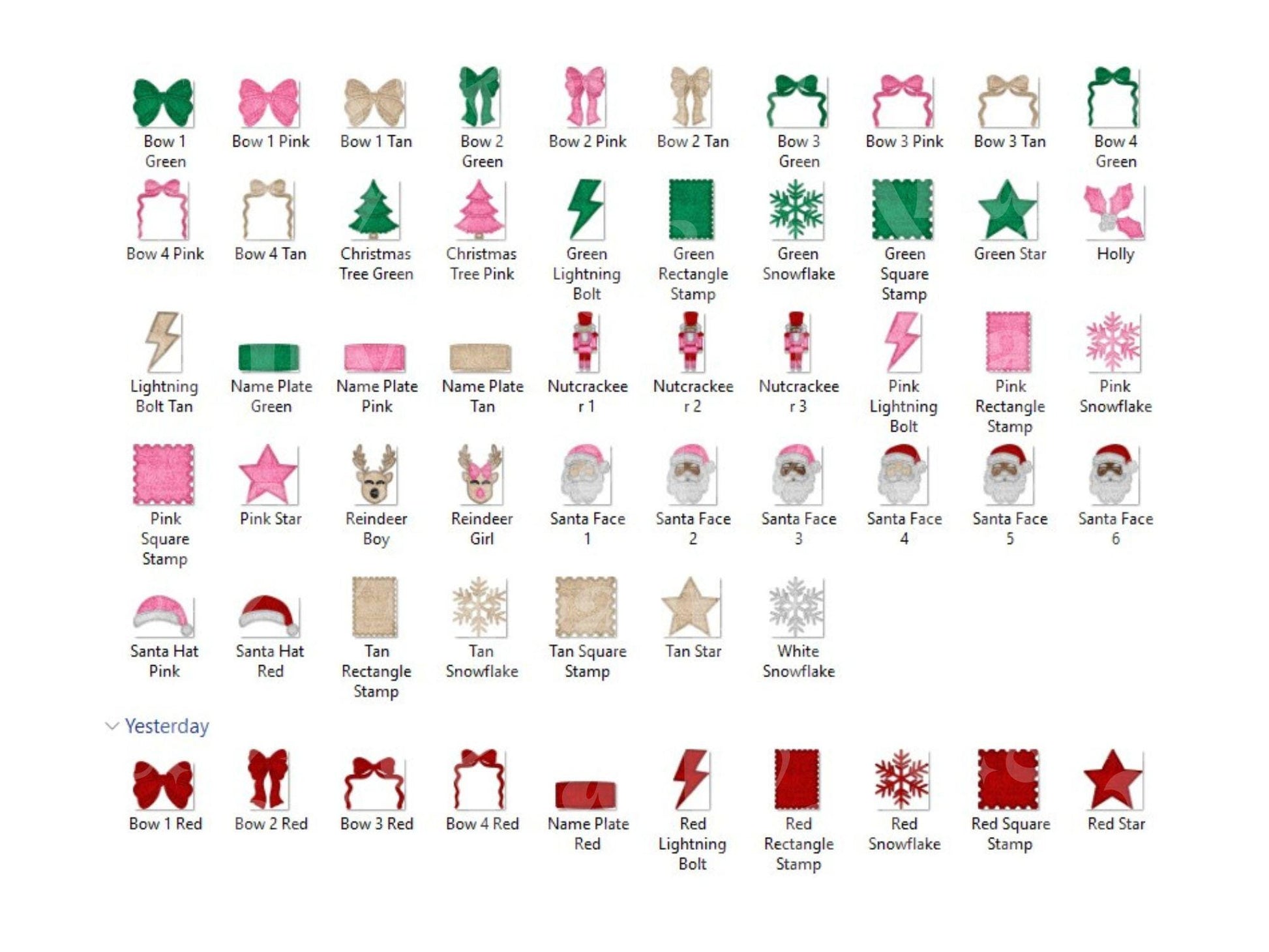 Faux Yarn PNG Bundle: Christmas Clipart, Hand Drawn Santa, Reindeer
