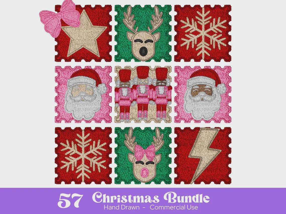 Christmas Alphabet PNG Bundle, Faux Yarn Alpha, Clipart, Hand Drawn Doodle Letters, Commercial Use