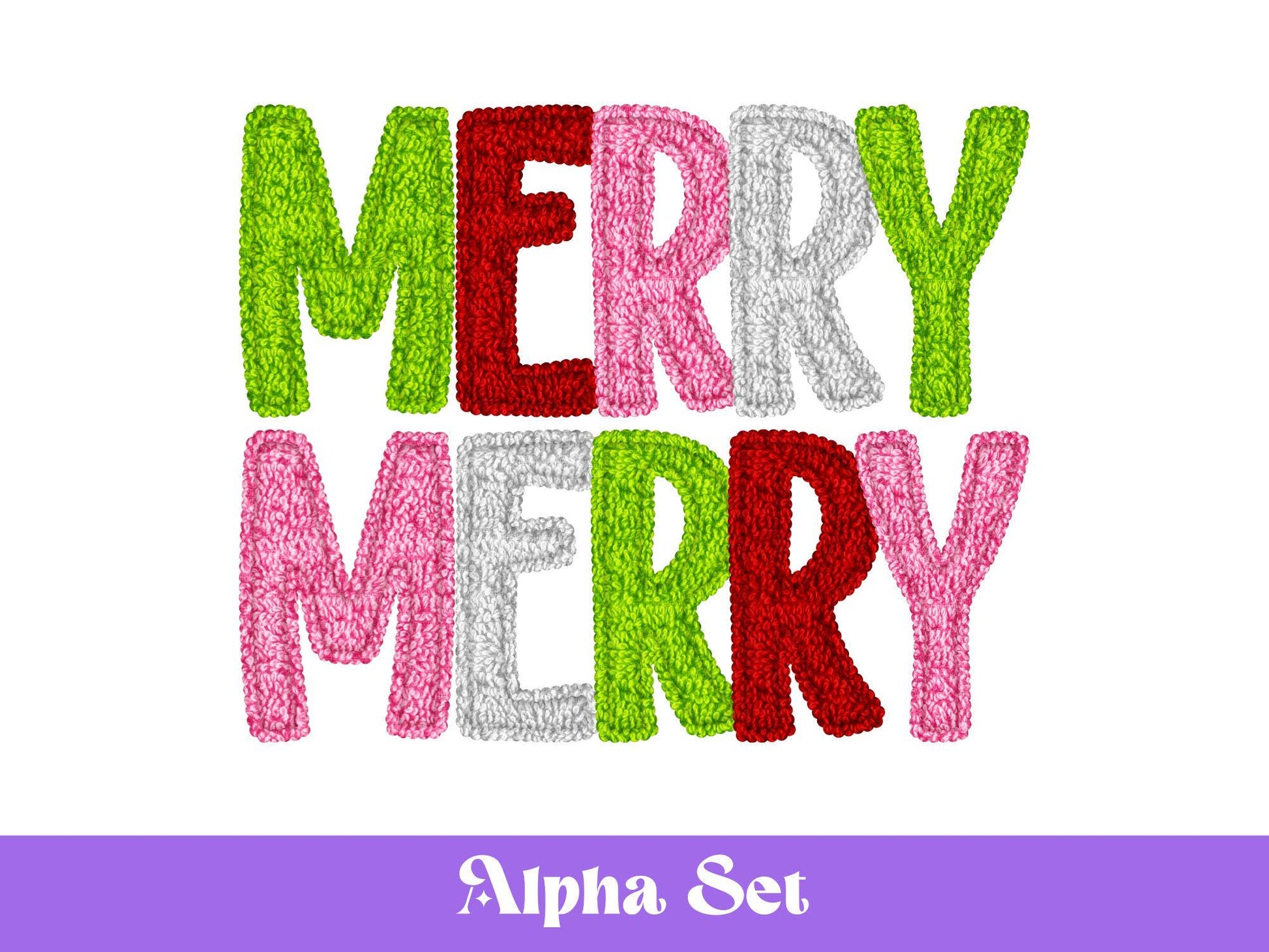 Christmas Alphabet PNG Set, Faux Yarn Alpha, Clipart, Hand Drawn Doodle Letters, Commercial Use