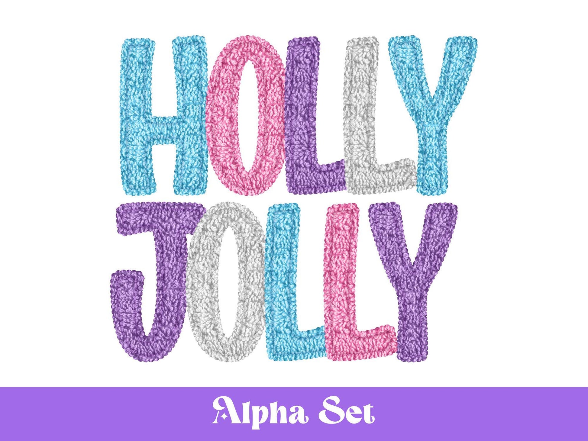Christmas Alphabet PNG Set, Faux Yarn Alpha, Clipart, Hand Drawn Doodle Letters, Commercial Use