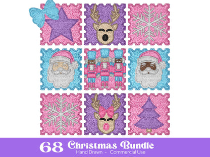 Christmas Alphabet PNG Bundle, Faux Yarn Alpha, Clipart, Hand Drawn Doodle Letters, Commercial Use