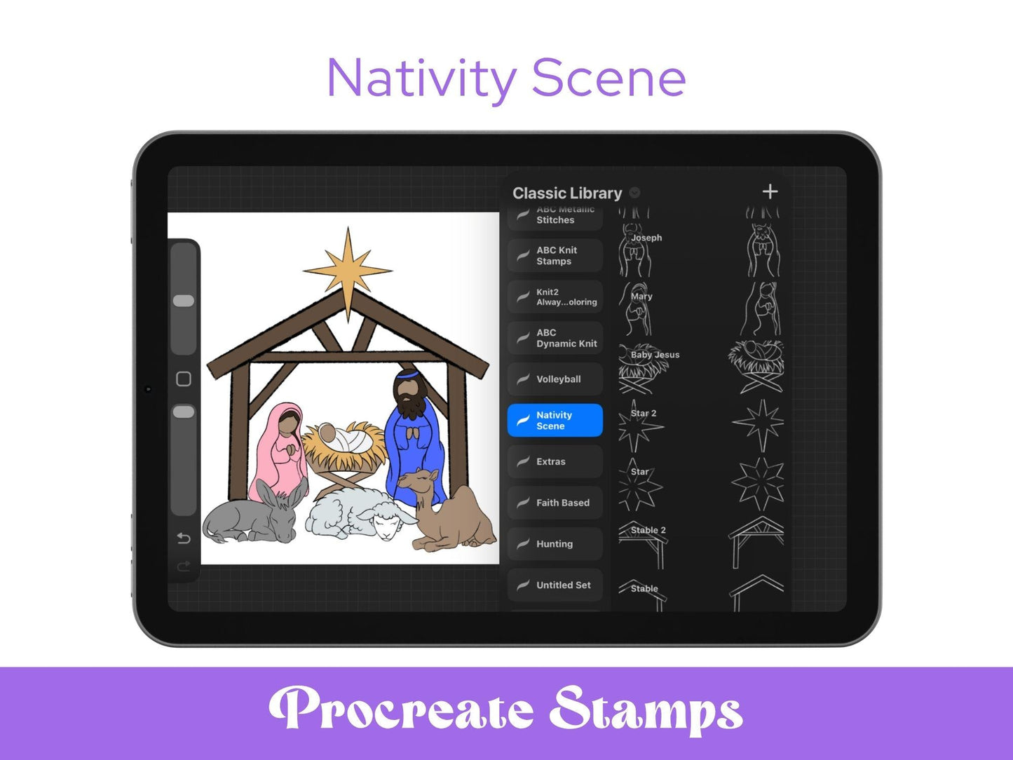 Nativity Scene Brush Stamps: Christmas, Commercial Use (Digital Download)