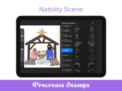 Nativity Scene Brush Stamps: Christmas, Commercial Use (Digital Download)