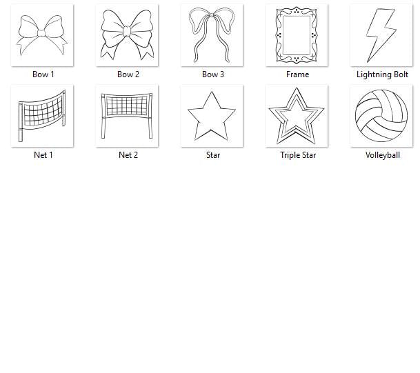 Preppy Volleyball Stamps, Commercial Use, Sublimation PNG, Hand Drawn Coquette Bow