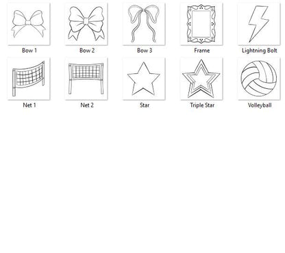 Preppy Volleyball Stamps, Commercial Use, Sublimation PNG, Hand Drawn Coquette Bow