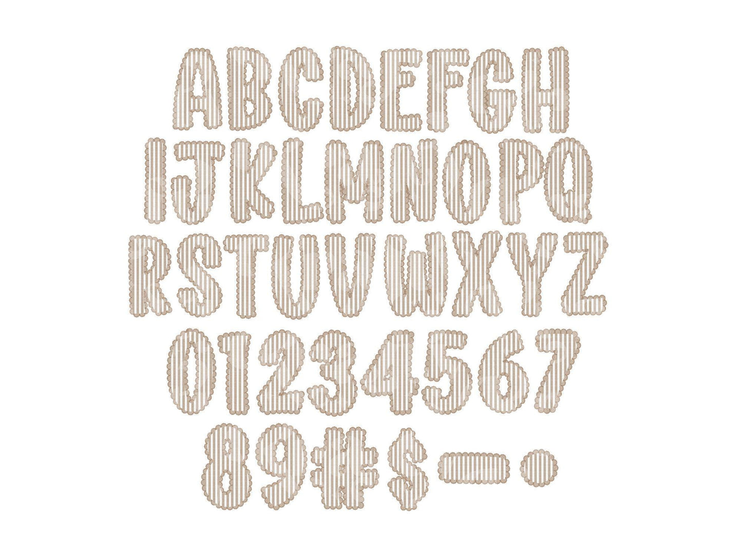Christmas Seersucker Lace Alpha PNG Set, Alphabet Clipart, Hand Drawn Doodle Letters