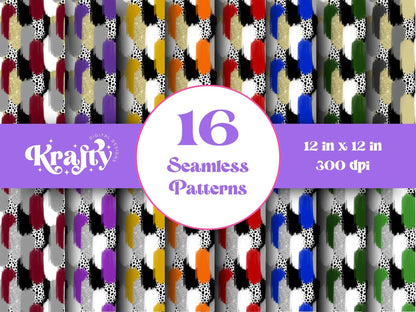 Hand Drawn Paint Brush Stroke Seamless Pattern Bundle, Digital Repeatable Pattern, School Spirit