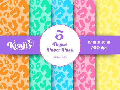 Summer Cheetah Seamless Pattern, Animal Print, Instant Download, Leopard Print, Hand Drawn