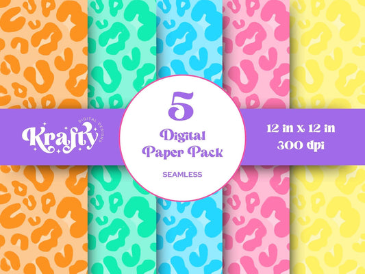 Summer Cheetah Seamless Pattern, Animal Print, Instant Download, Leopard Print, Hand Drawn