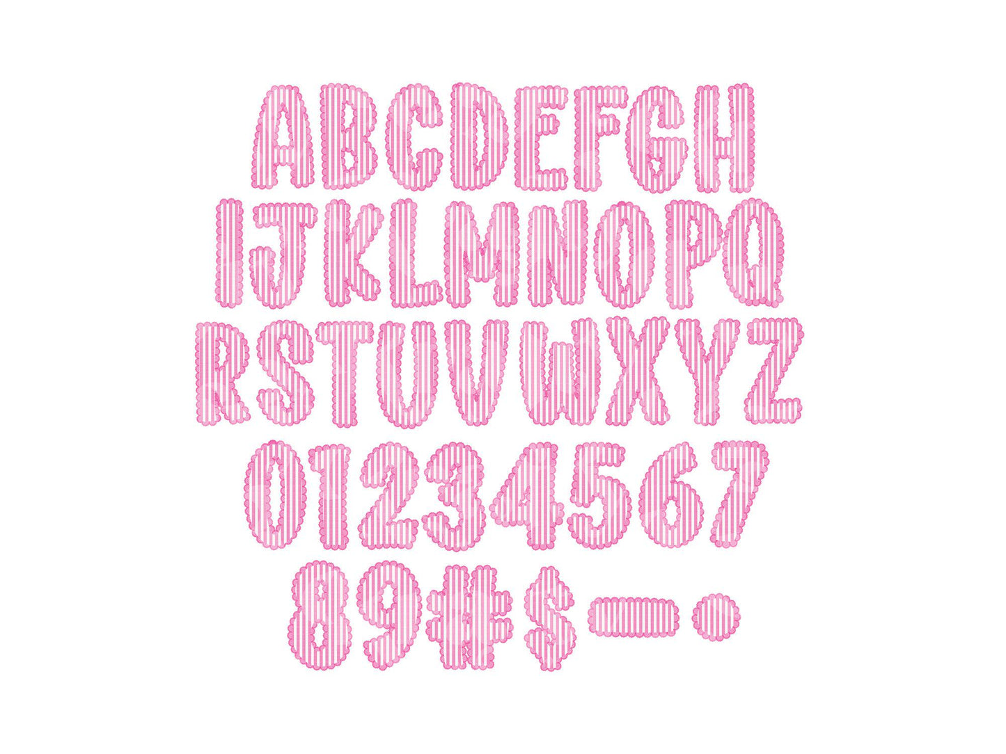 Valentine's Day Seersucker Lace Alpha PNG Set, Alphabet Clipart, Hand Drawn Doodle Letters