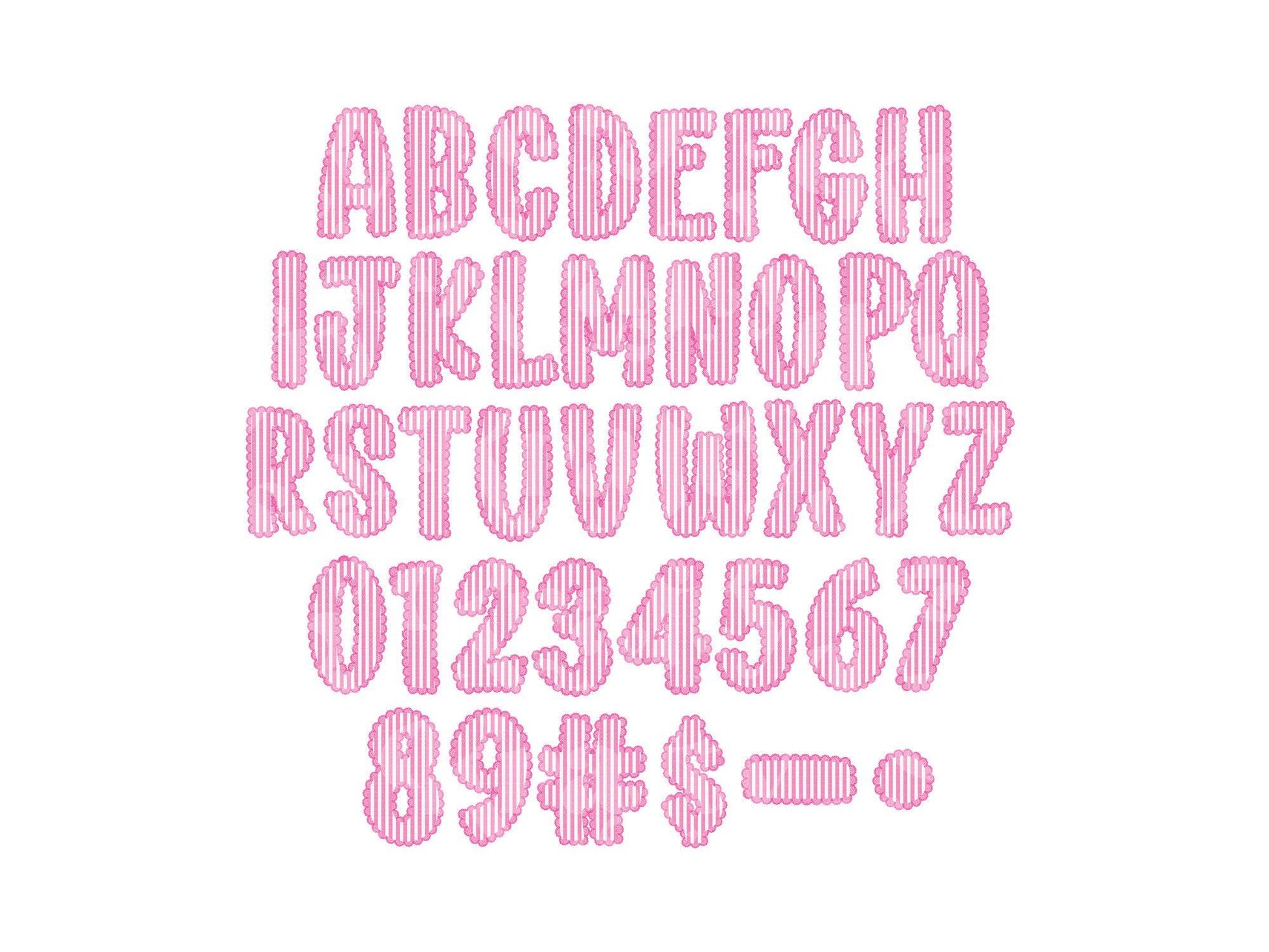 Valentine's Day Seersucker Lace Alpha PNG Set, Alphabet Clipart, Hand Drawn Doodle Letters