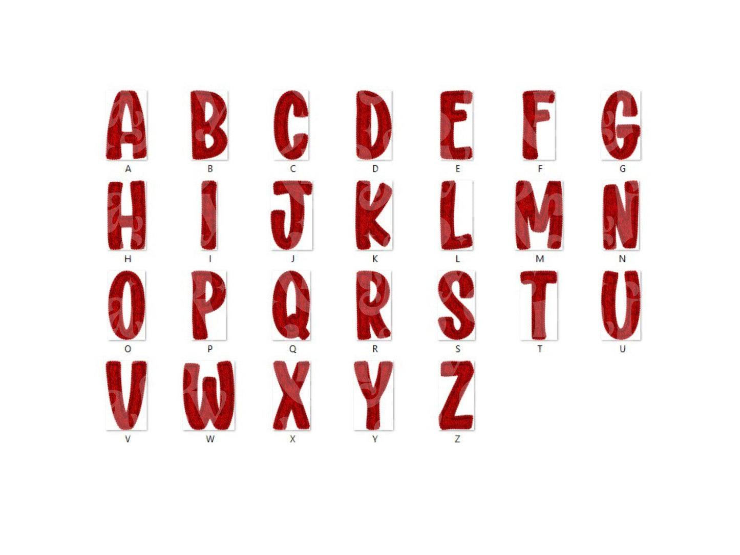 Valentine Faux Yarn Alphabet PNG Set, Doodle Letters (Commercial Use)
