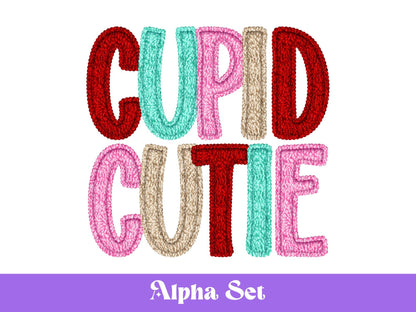 Valentine Faux Yarn Alphabet PNG Set, Doodle Letters (Commercial Use)
