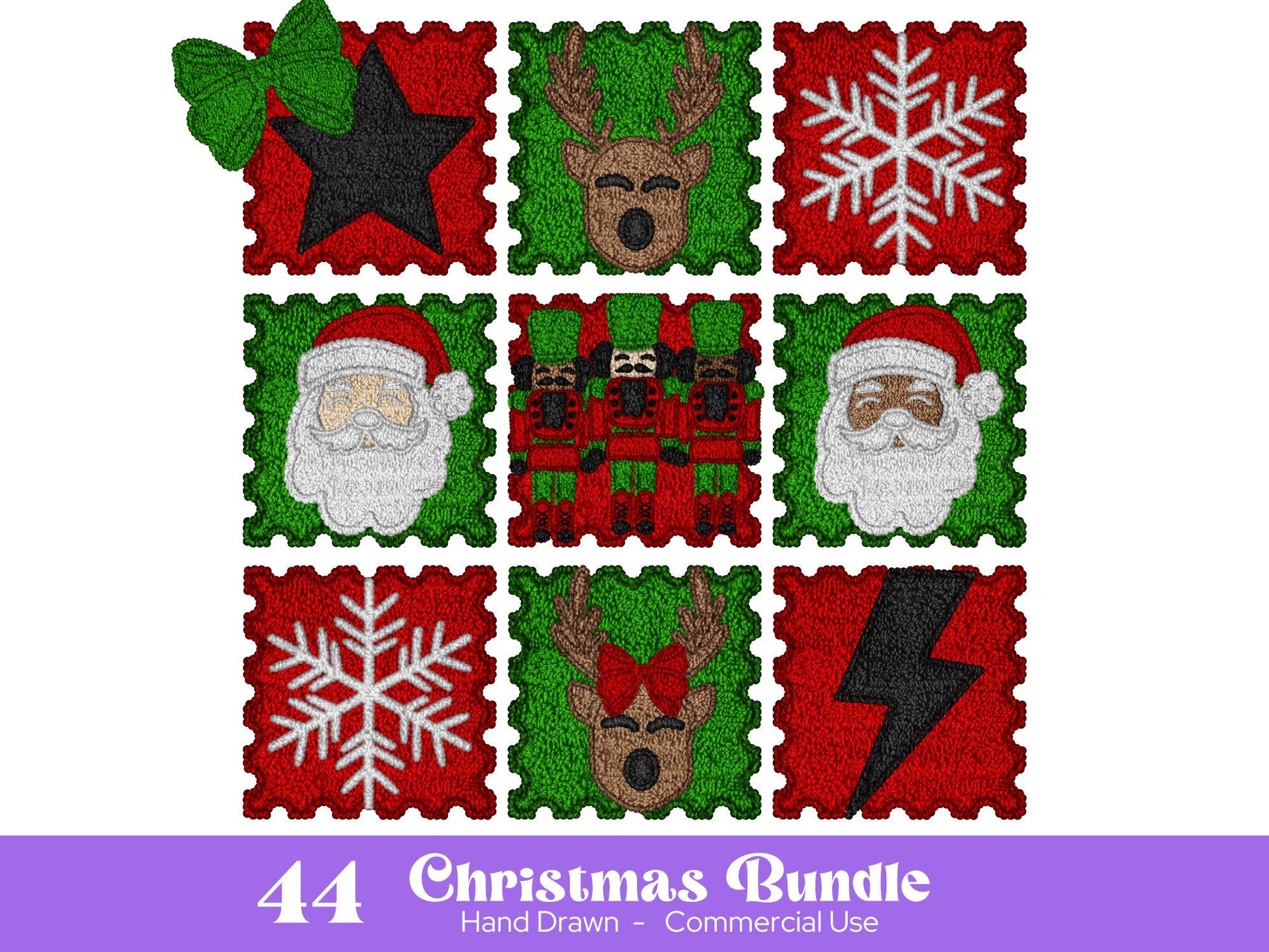 Christmas Alphabet PNG Bundle, Faux Yarn Alpha, Clipart, Hand Drawn Doodle Letters, Commercial Use