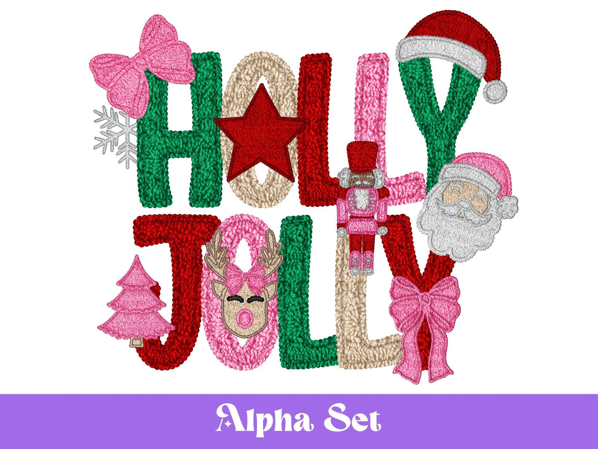 Christmas Alphabet PNG Bundle, Faux Yarn Alpha, Clipart, Hand Drawn Doodle Letters, Commercial Use
