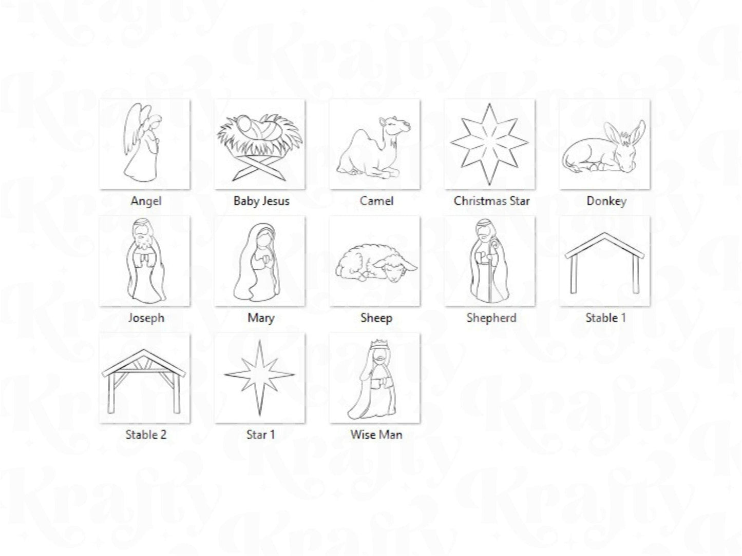 Nativity Scene Brush Stamps: Christmas, Commercial Use (Digital Download)
