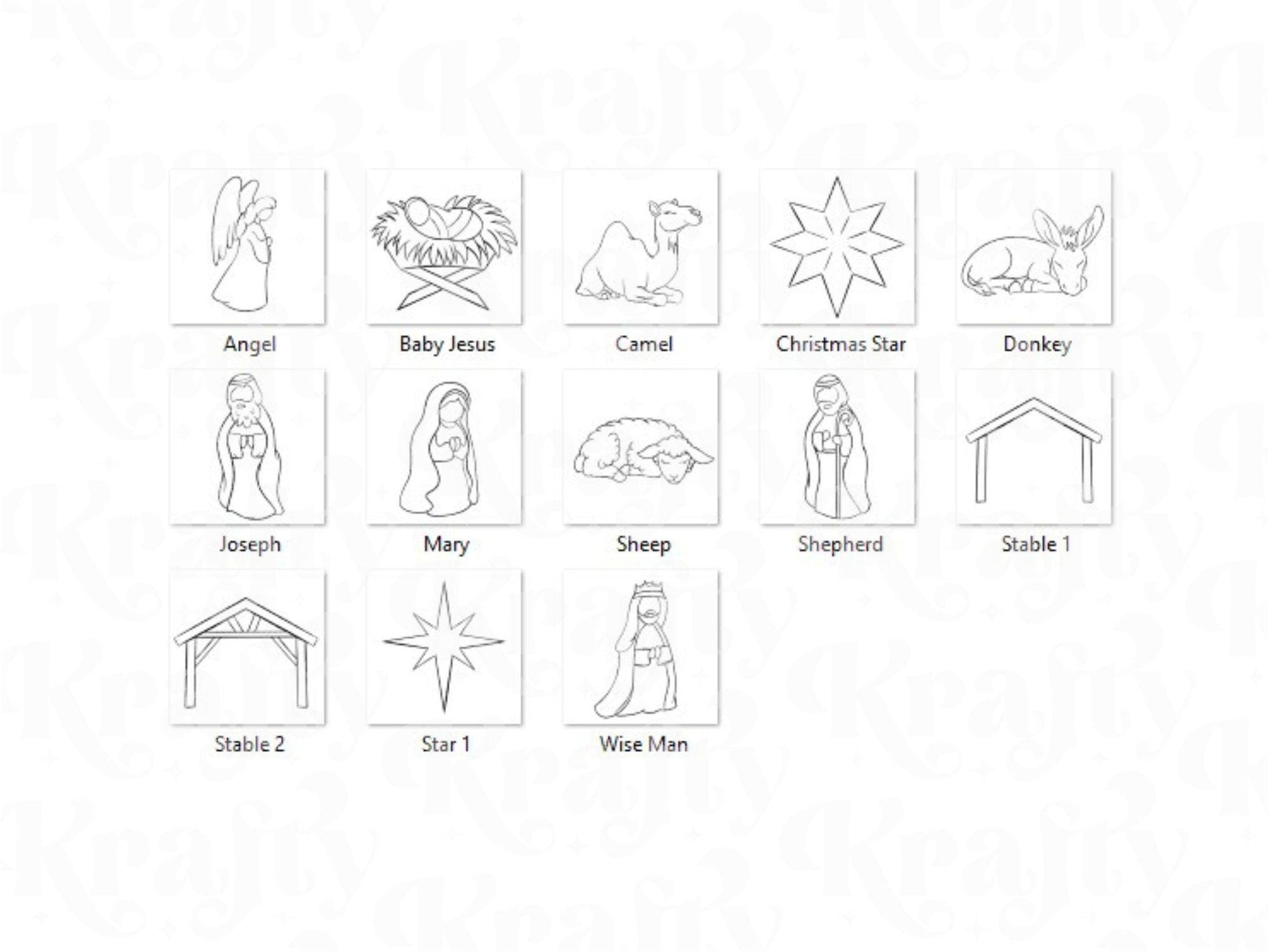 Nativity Scene Brush Stamps: Christmas, Commercial Use (Digital Download)