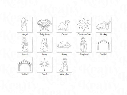 Nativity Scene Brush Stamps: Christmas, Commercial Use (Digital Download)