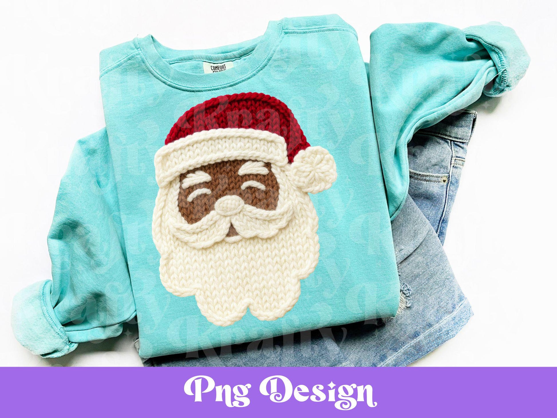 Santa Faux Yarn PNG, Coquette Christmas, PNG Design: Hand Drawn, Crochet (Digital Download)