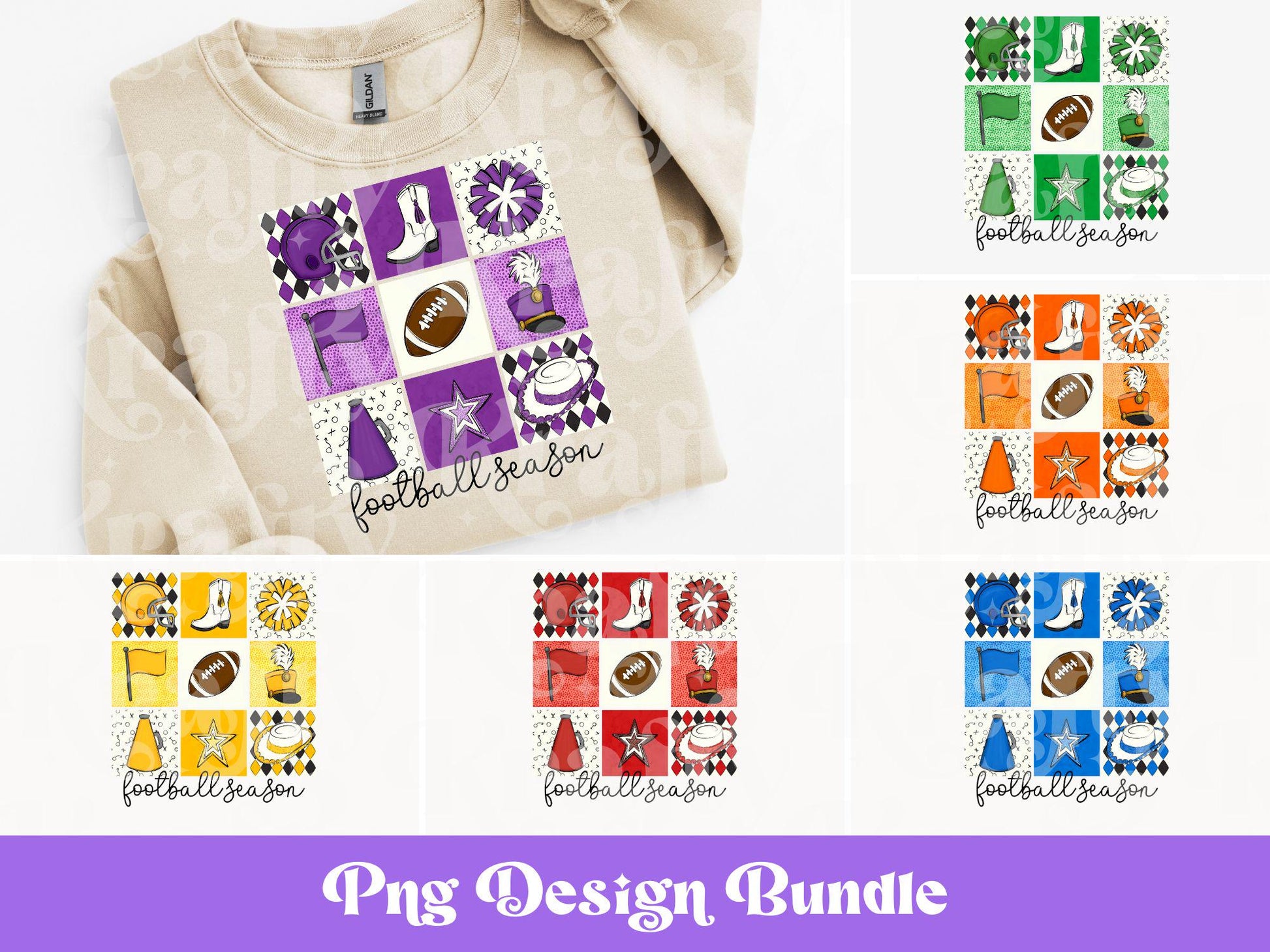 Checkered Football PNG Bundle: Game Day Shirt Design (Digital Download)