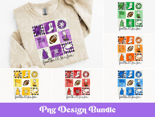 Checkered Football PNG Bundle: Game Day Shirt Design (Digital Download)