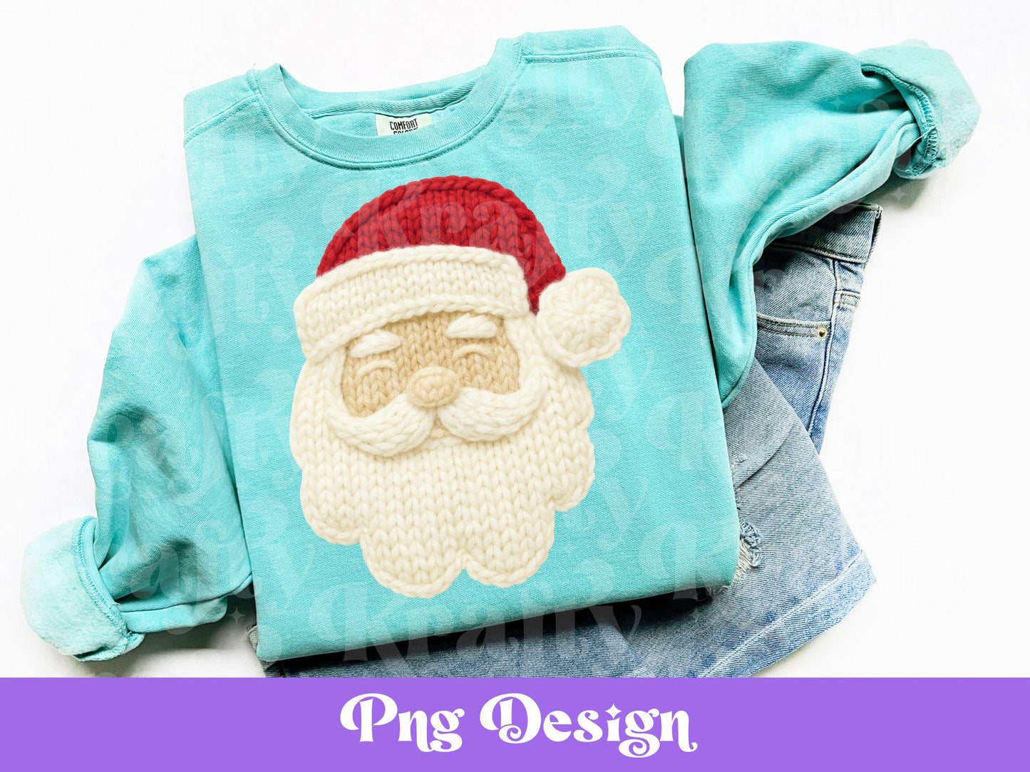 Santa Faux Yarn PNG, Coquette Christmas, PNG Design: Hand Drawn, Crochet (Digital Download)