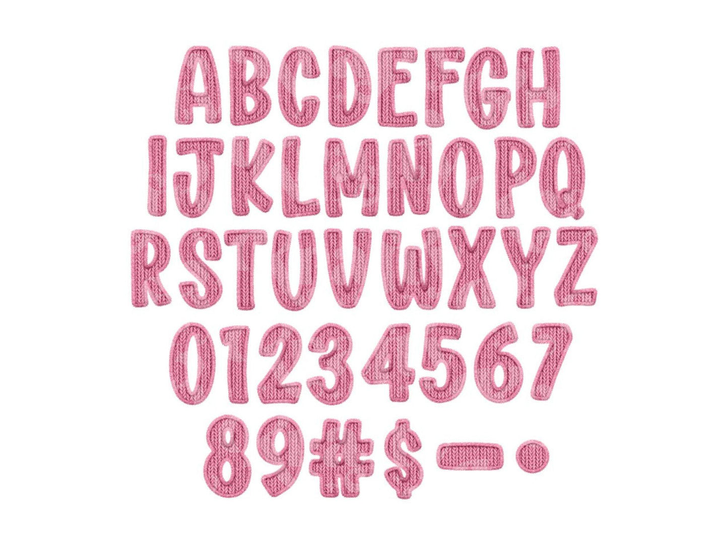 Valentine Faux Yarn Alphabet PNG Set, Doodle Letters (Commercial Use)